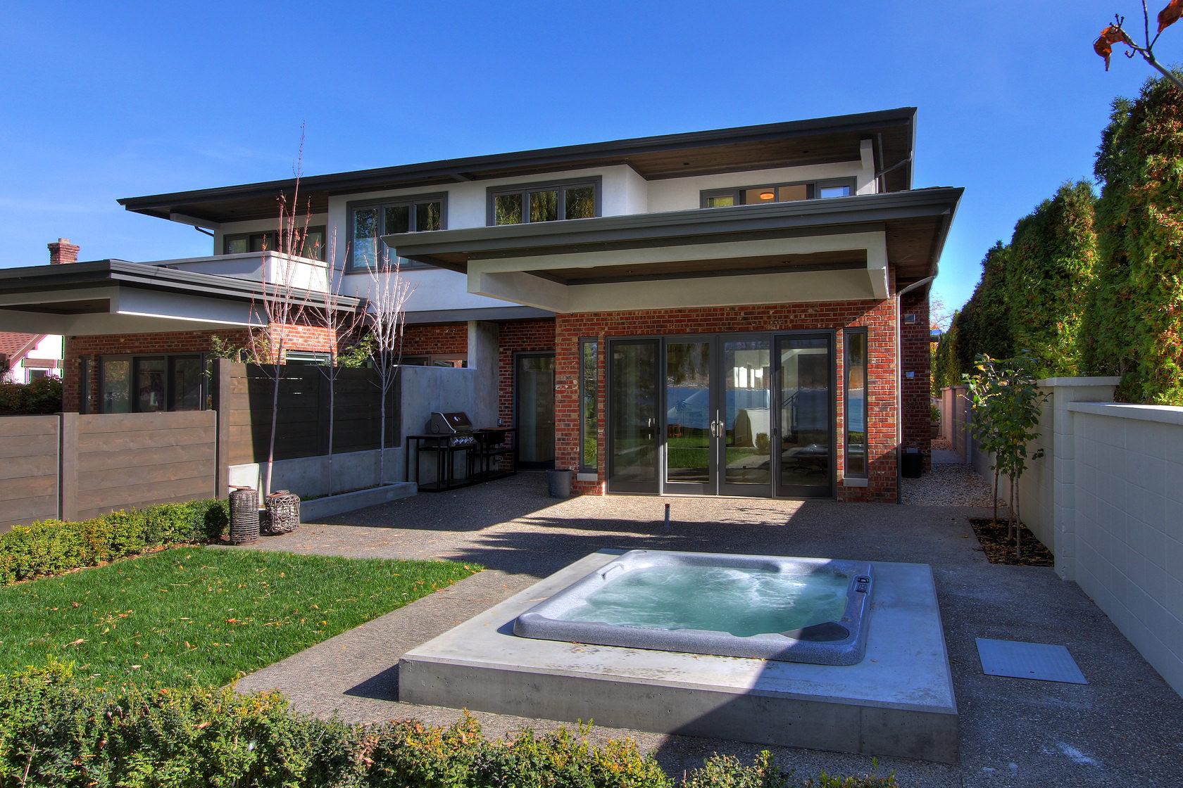 Rear yard view of Abbott Lakeside Duplex