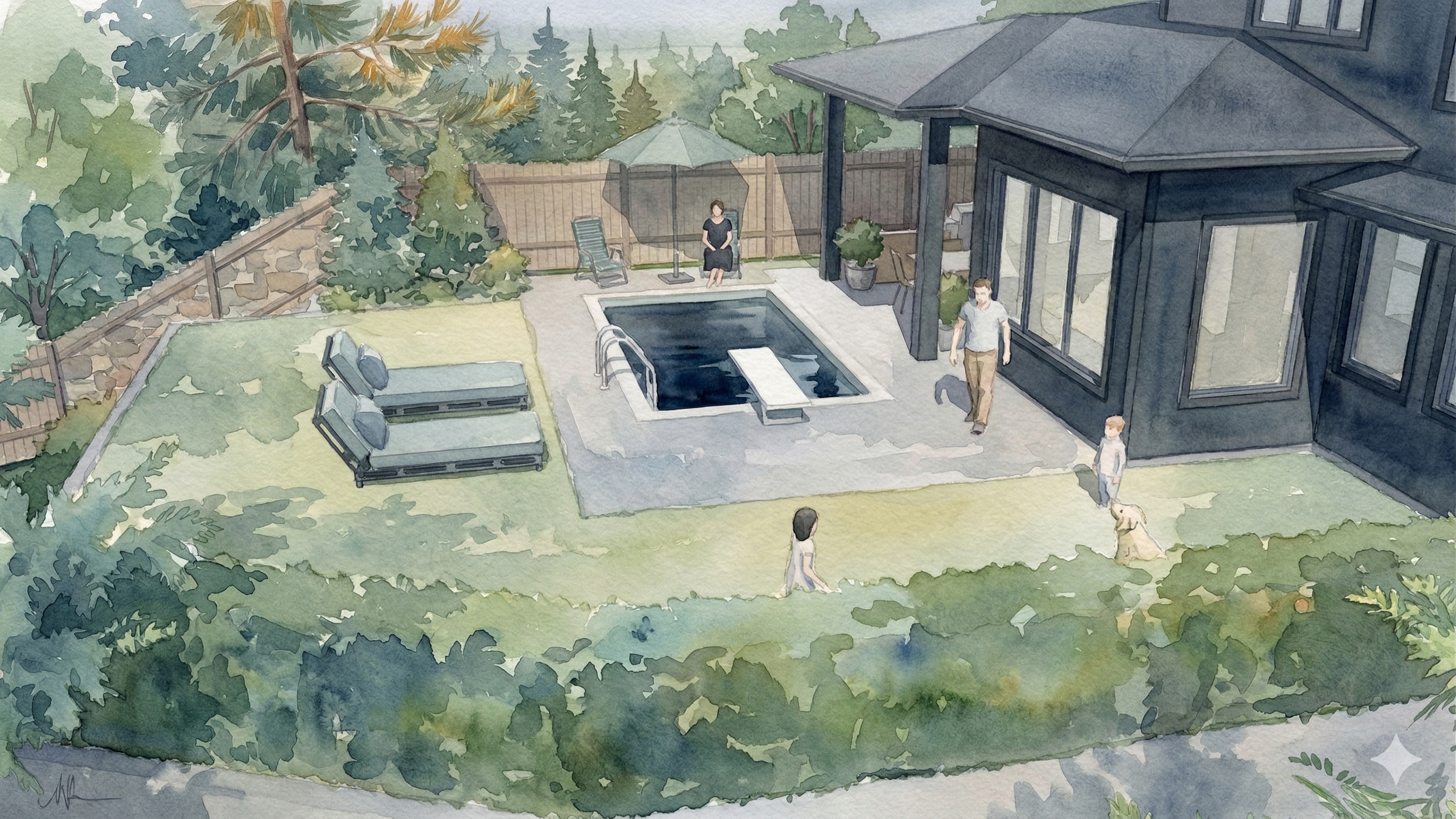 Rear yard design rendering for Copper Ridge Residence