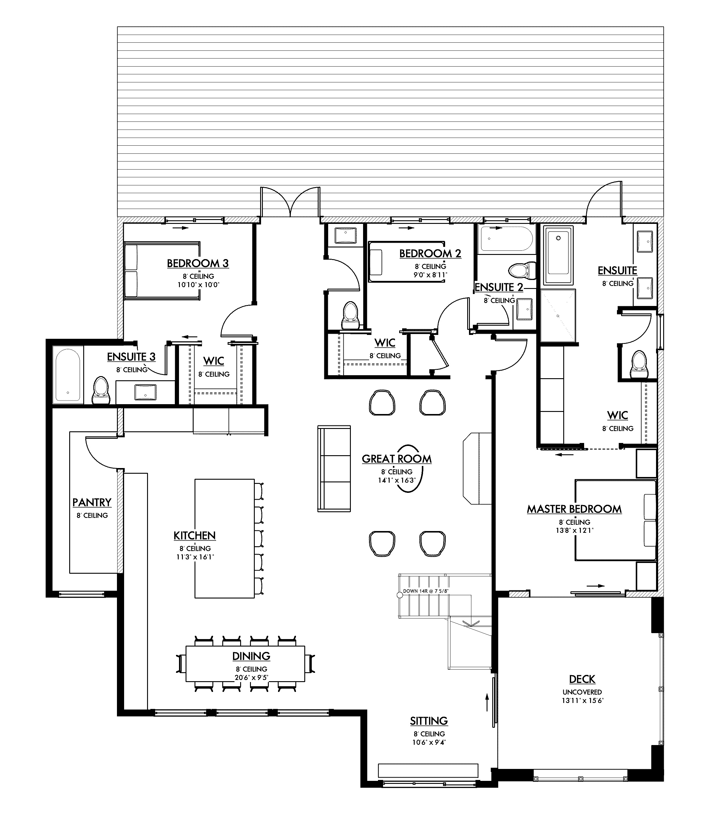 Main floor plan drawing for Gregory Road Residence