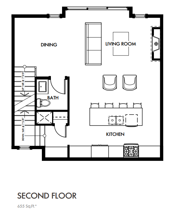 Main living level plan for Inkar Road Townhomes