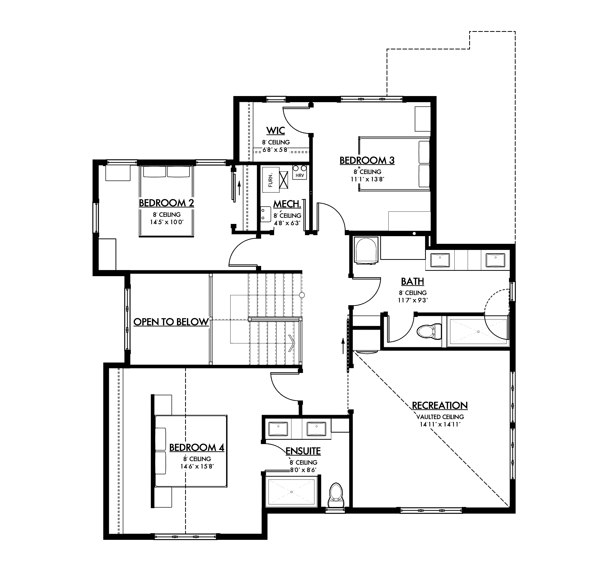 Second floor plan drawing for Park Avenue Infill Residence