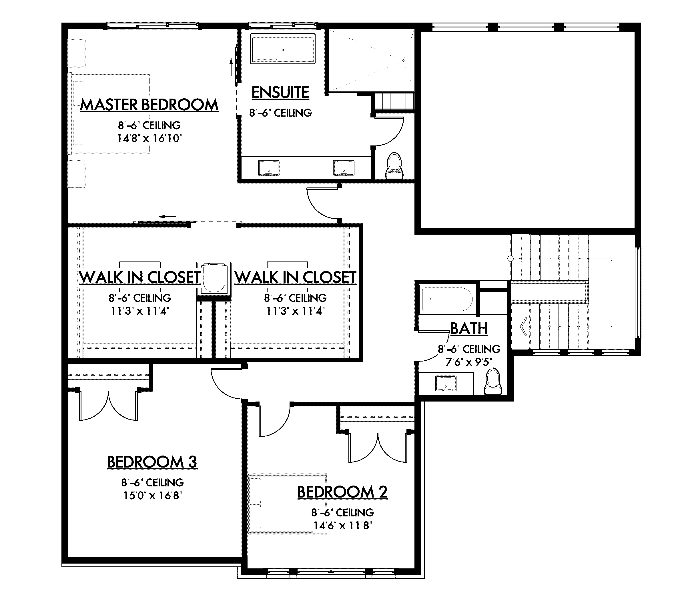 Second floor plan drawing for Pinnacle Ridge Residence