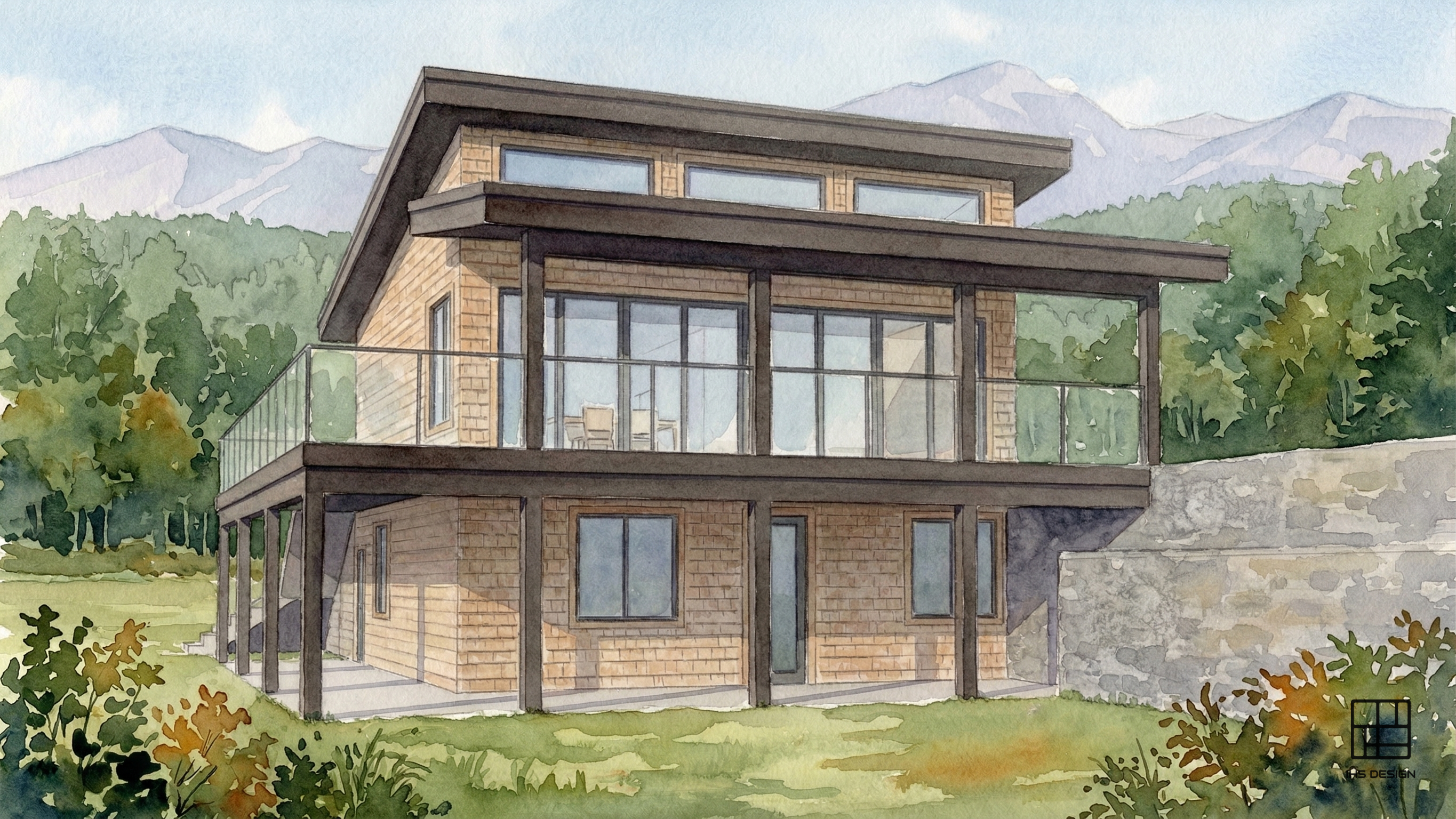 Lakeside rendering of Sugar Lake Cabin
